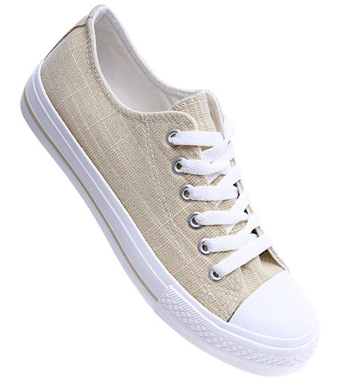 Klasyczne złote trampki z niską cholewką /C6-2 14768 T1334/