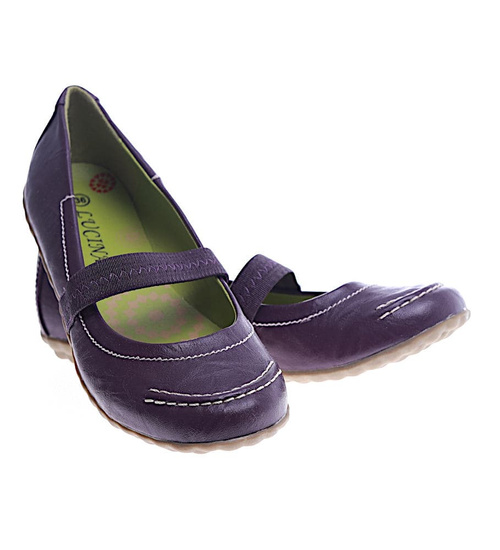 Purpurowe damskie półbuty z paseczkiem /F4-3 13466 T086/