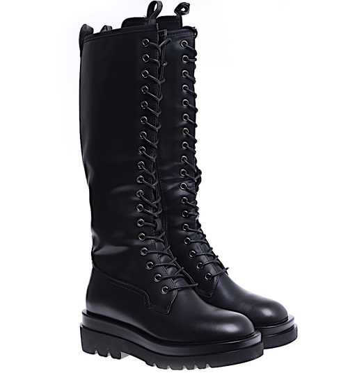 Czarne wysokie trapery glany /F8-3 15220 T595/