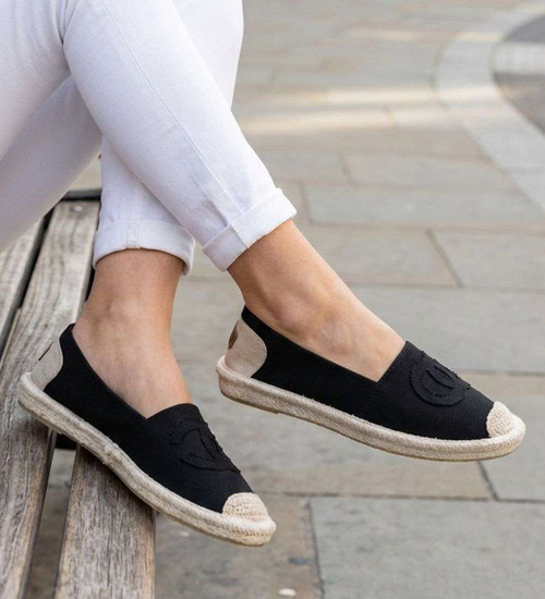 Wsuwane baleriny czarne espadryle /A10-1 18726 T188/