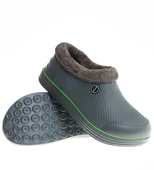 Zielone krótkie kalosze piankowe z futerkiem /F7-1 17073 T291/