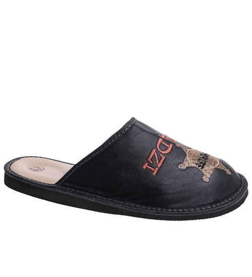 Skórzane kapcie męskie na prezent Dziadek Rządzi /C1-1 6642 S196/