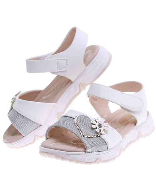 Białe sandałki dziewczęce z rzepami /G5-2 16384 T381/