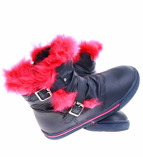 Botki ocieplane granatowe dziewczęce /B7-2 17003 T145/