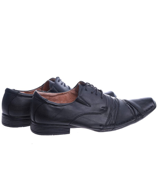 Czarne sznurowane pantofle męskie /A6-1 14120 S188/