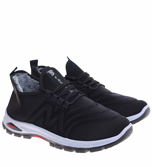 Czarne ocieplane buty sportowe męskie /J3-3 16928 T355/