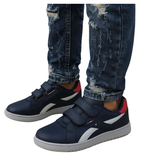 Wygodne granatowe trampki męskie na rzepy /A9-1 17779 T287/