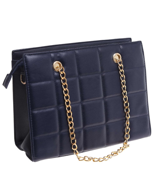 Granatowa torebka kuferek z łańcuszkiem i paskiem /H2 K27 TB675 G195/