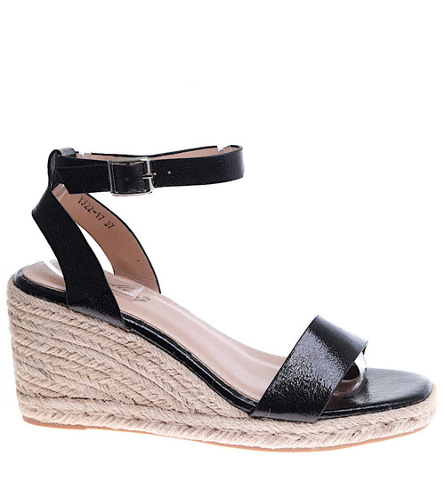 Sandały na koturnie Espadryle Black Chic /G9-3 16184 G280/