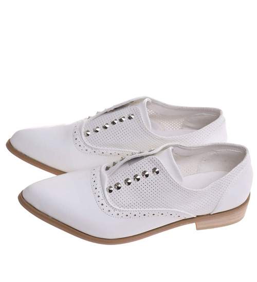 Ażurowe białe półbuty oxfordy /J4-2 13327 T131/