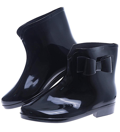 Czarne damskie kalosze z kokardką  /G13-1 13826 T344/