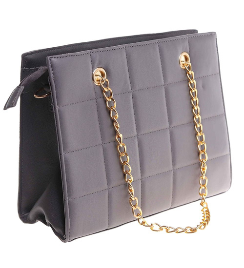 Szara torebka kuferek z łańcuszkiem i paskiem /H2 K1 TB678 G195/