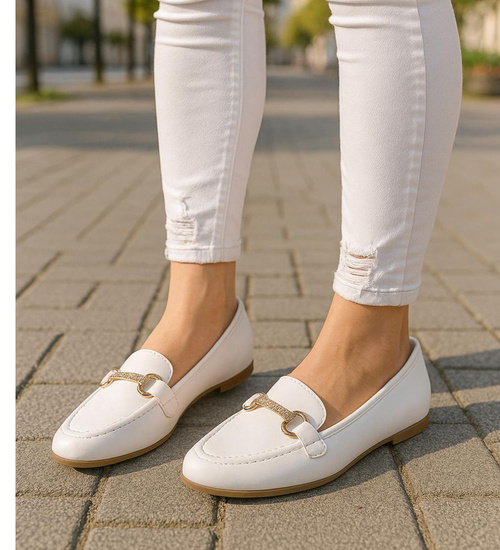 Wsuwane białe baleriny lordsy /H2 18479 W7-38/