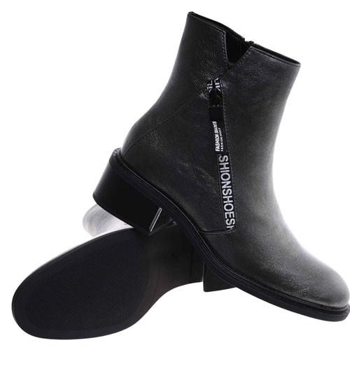 Metaliczne botki z wysoką cholewką /A5-2 18078 T333/