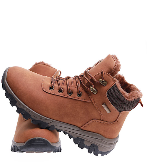Camelowe buty trekkingowe z futerkiem /E3-3 15348 T631/