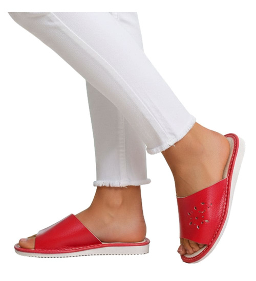 Czerwone domowe klapki kapcie /F4-1 15605 T8-5//