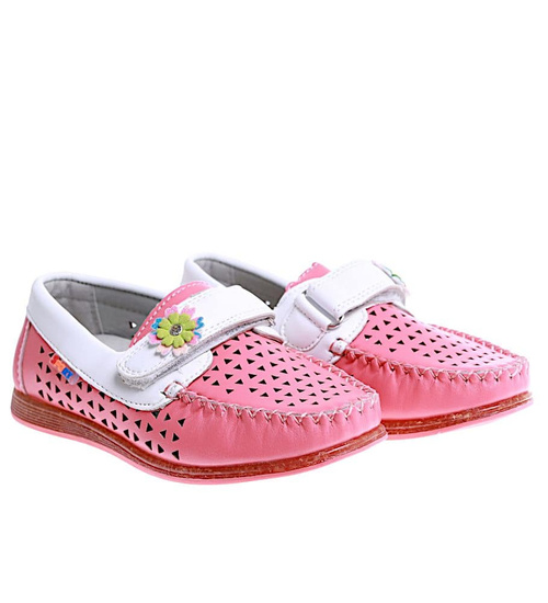 Ciemno różowe ażurowe buty dziewczęce na rzepy /E1-2 16017 T078/