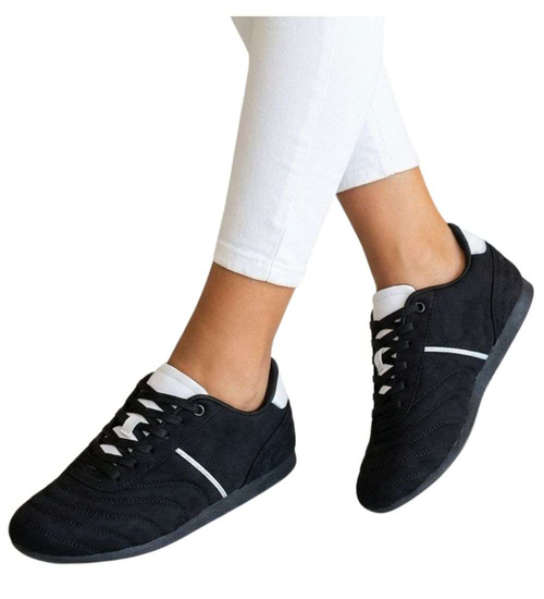 Czarne sneakersy damskie zamszowe /C4-3 18800 W282/