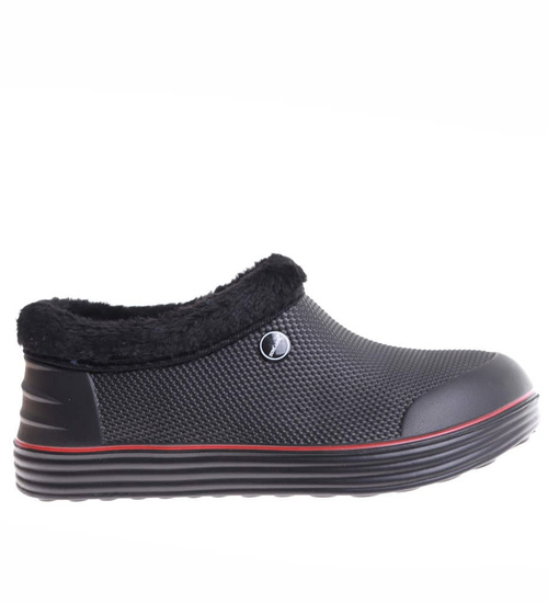 Czarne męskie kalosze piankowe z futerkiem /H2 17076  T291/