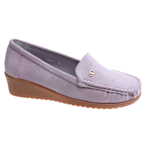 Szaro fioletowe czółenka na niskim koturnie /F7-3 17665 W289/