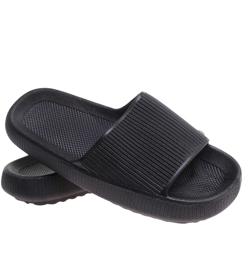 Czarne wodoodporne klapki plażowe /A6-1 17724 G089/