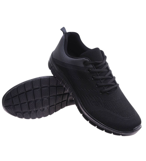 Sznurowane czarne męskie buty sportowe Duże rozmiary /B6-1 17467 S479/