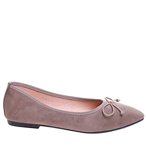 Baleriny damskie z kokardką Khaki /B3-2 16004 T181/