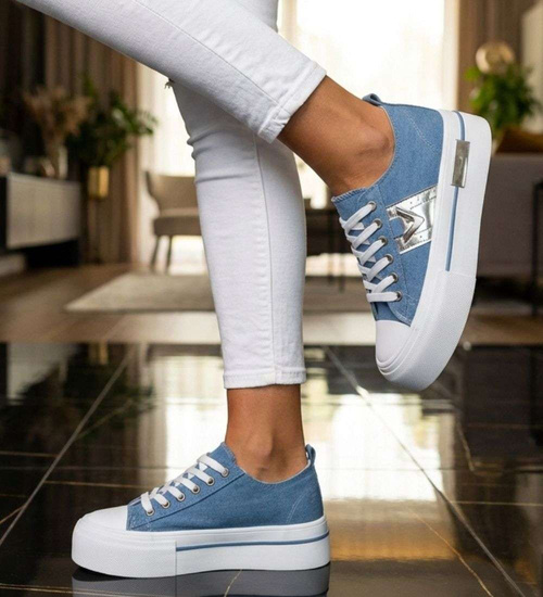 Niebieskie trampki na wysokiej platformie /C4-1 18786 W233/