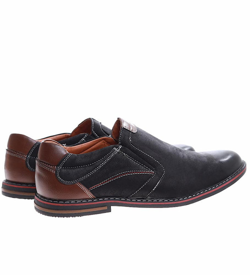 Czarne wsuwane męskie półbuty /E1-3 16946 S498/