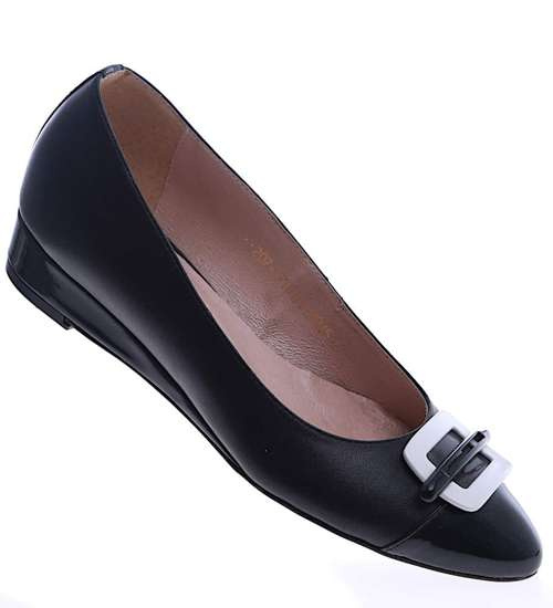 Czarne damskie czółenka ze skóry naturalnej /G-12-2 SR22/ Czarne damskie czółenka ze skóry naturalnej /G-12-2 SR22/