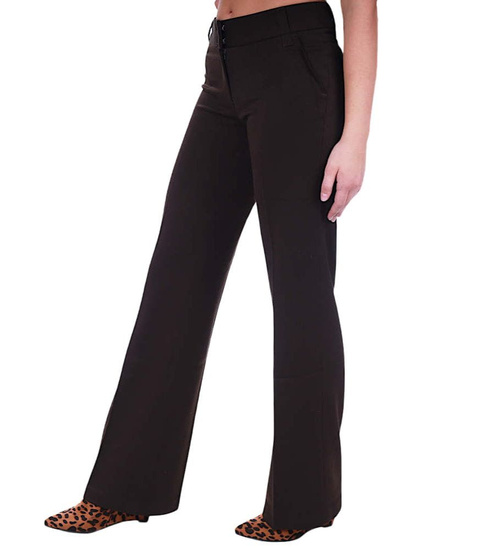 Brązowe materiałowe spodnie damskie z kantem /H2 K25 UB779 G3-69/