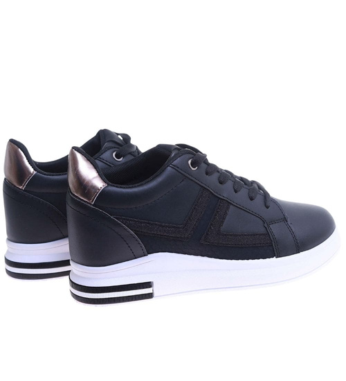 Czarne trampki sneakersy na koturnie /D6-2 13963 G312/