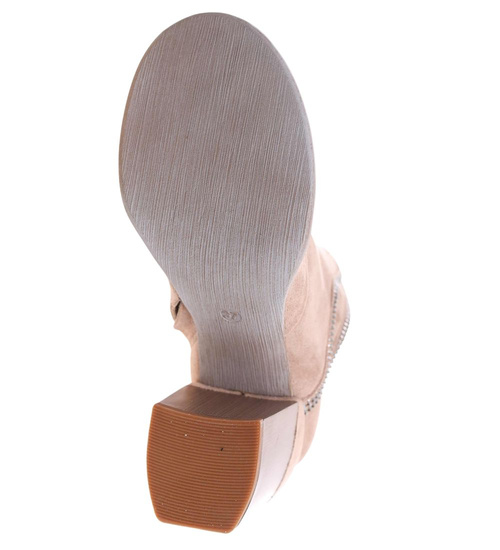 Damskie botki na stabilnym obcasie Khaki /J5-2 12419 S281/