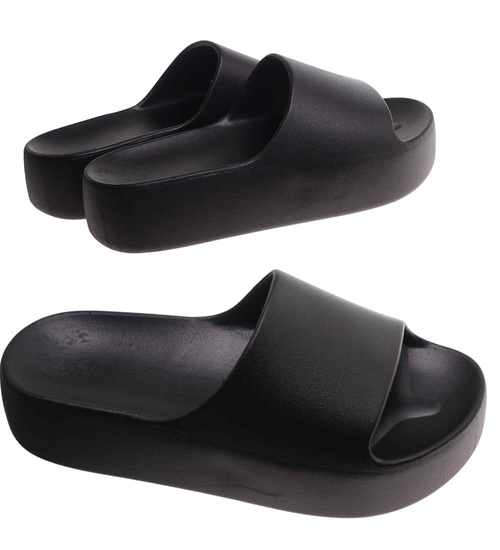 Czarne wodoodporne klapki plażowe na platformie /C1-3 17847 G182/