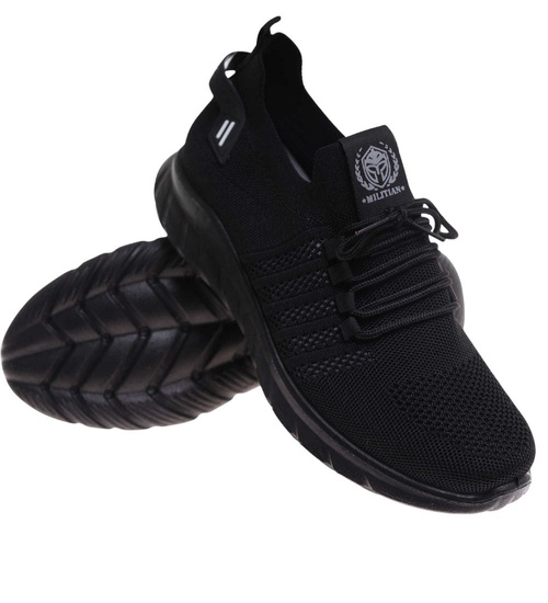 Wkładane czarne męskie buty sportowe Duże rozmiary /G8-1 17958 S374/