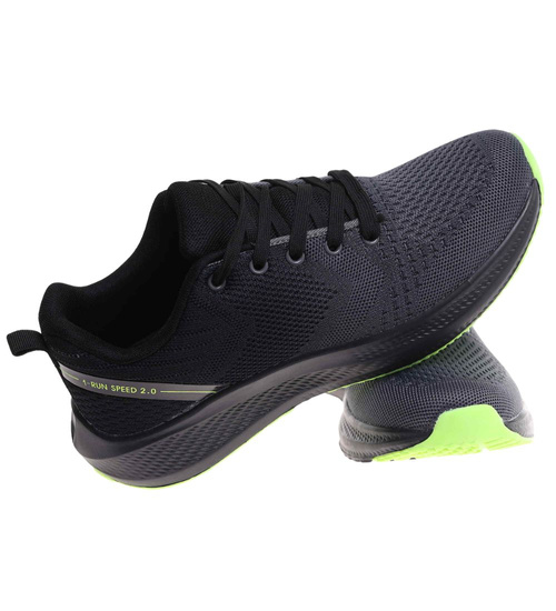 Sznurowane męskie szare buty sportowe /E10-1 18003 GF483/