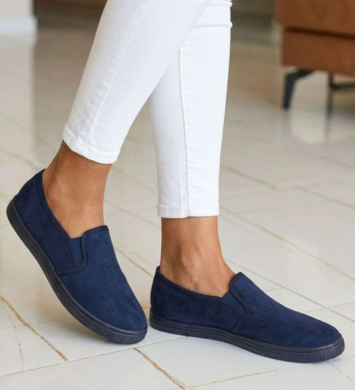 Wsuwane granatowe tenisówki z tkaniny /D9-2 15662 T1/