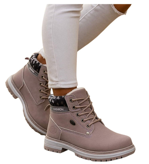 Ocieplane różowe botki trapery dziewczęce /D2-2 18295 T384/