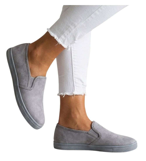 Wsuwane tenisówki z tkaniny Szare /G12-3 18751 T1/