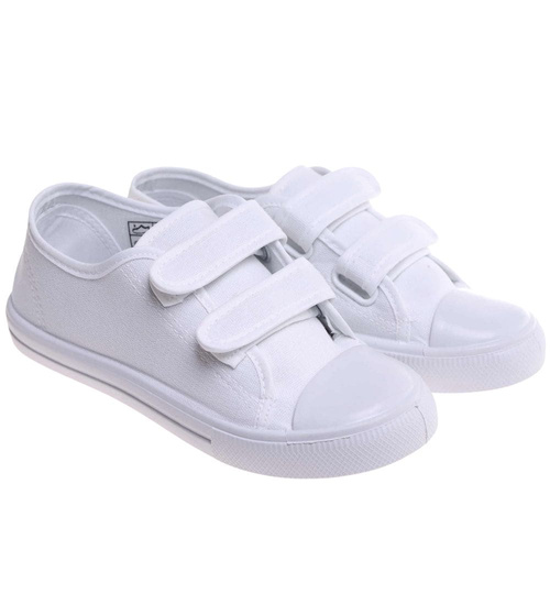 Białe tenisówki dla dziewczynki na rzepy /C2-1 18102 T189/