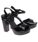 Czarne sandały damskie na słupku i platformie /F3-3 12208 G18-45/