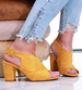 Zamszowe żółte sandały na obcasie /G10-3 16125 T242/