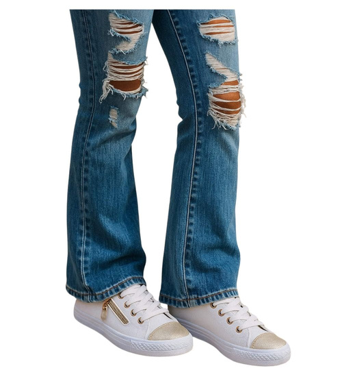 Białe wiązane trampki dziewczęce /C2-2 17297 T13-5/