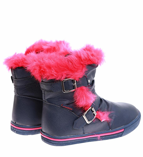 Botki ocieplane granatowe dziewczęce /B7-2 17003 T145/