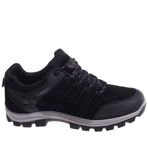 Sznurowane czarne męskie buty trekkingowe /F3-1 18103 S396/