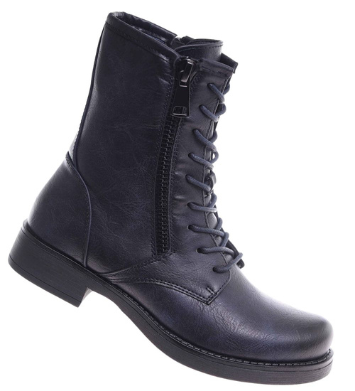 Granatowe botki ocieplane workery damskie /i5-2 h2 18400 W282/