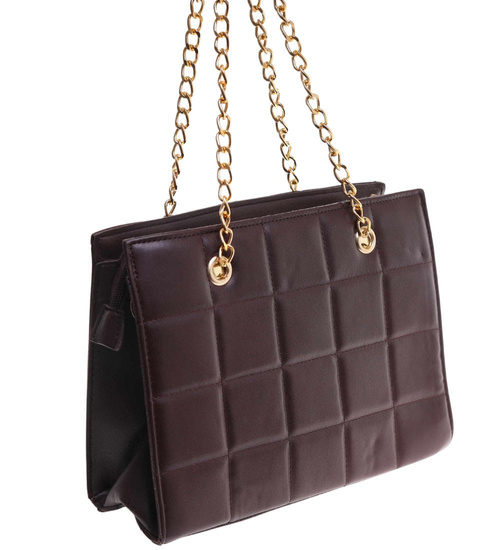 Brązowa torebka kuferek z łańcuszkiem i paskiem /H2 K28 TB672 G195/