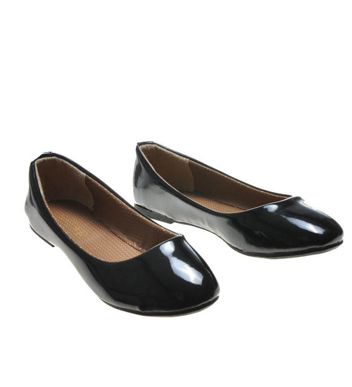 Lakierowane czarne balerinki /F10-3 4591 S079/