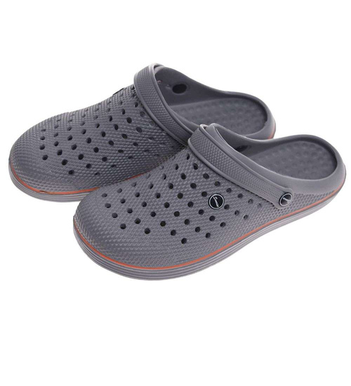 Kryte szare wodoodporne klapki męskie z paskiem /E7-1 18651 T135/