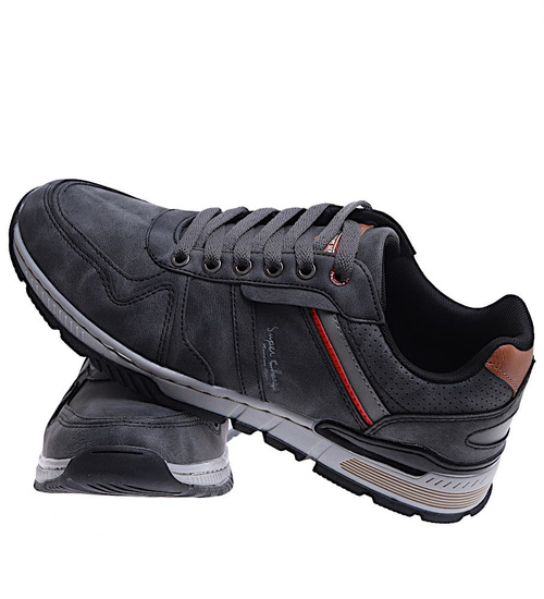 Sznurowane męskie trampki szare /E10-2 15339 T687/